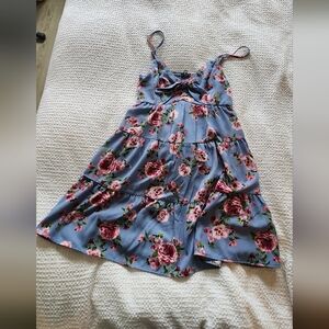 Trixxi Floral Mini Dress in Blue and Pink